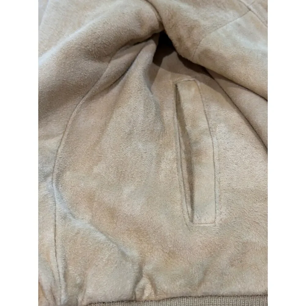Jos A Bank Leather Jacket Mens M Tan Full Zip Lined Bomber Outerwear Casual - Picture 6 of 7